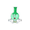 A cartoon design of green chemical bottle showing an amazed gesture