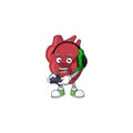 A cartoon design of heart talented gamer play with headphone and controller