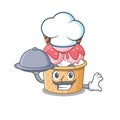 Cartoon design of ice cream sundae as a Chef having food on tray Royalty Free Stock Photo