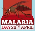 Cartoon Design with Mosquito for World Malaria Day in April, Vector Illustration Royalty Free Stock Photo