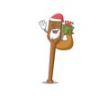 Cartoon design of oars Santa having Christmas gift