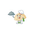 Cartoon design of pierogi as a Chef having food on tray Royalty Free Stock Photo