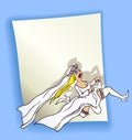 Cartoon design with running bride Royalty Free Stock Photo