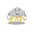 Cartoon design style of cloud stormy showing worried face