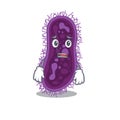 Cartoon design style of lactobacillus rhamnosus bacteria showing worried face