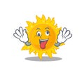 A cartoon design of summer sun having a crazy face