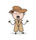 Cartoon Detective Behaving Like Don`t Know Anything Vector Concept Royalty Free Stock Photo