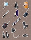 Cartoon detective equipment stickers Royalty Free Stock Photo
