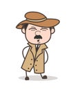 Cartoon Detective Having Pain in Waist Vector Illustration