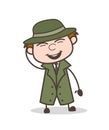 Cartoon Detective Laughing Action Vector Illustration