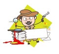 Cartoon Detective Laughing Action Vector Illustration