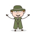 Cartoon Detective Laughing and Gesturing Vector Illustration
