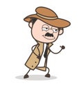 Cartoon Detective Ready to Run Action Vector Concept Royalty Free Stock Photo