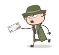 Cartoon Detective Running to Deliver the Letter Vector Illustration