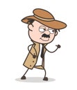 Cartoon Detective Walking Pose Vector Illustration