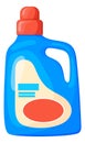 Cartoon detergent bottle. Blue plastic laundry container