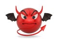 Cartoon Devil Ball Devil emoticon isolated on white background. 3D illustration Royalty Free Stock Photo