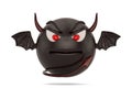 Cartoon Devil Ball Devil emoticon  on white background. 3D illustration Royalty Free Stock Photo