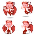 Cartoon devil Businessman negative thinking