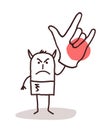 Cartoon devil man with big hand sign Royalty Free Stock Photo