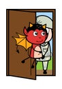 Cartoon Devil opening Door