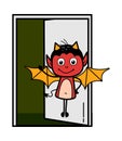 Cartoon Devil Standing at door