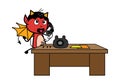 Cartoon Devil talking on phone