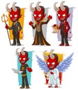 Cartoon devils and evil angel character vector set