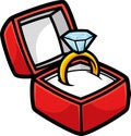 Cartoon Diamond Engagement Ring in Box