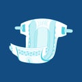 Cartoon Diaper on a Blue Background. Vector