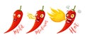 Cartoon different red chillies Royalty Free Stock Photo
