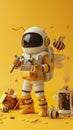 Cartoon digital avatar of TechSavvy Beekeeper Using modern tools and technology to monitor and tend to the beehives in
