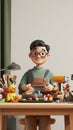 Cartoon digital avatars of Multitasking Parent This avatar shows a parent expertly managing multiple tasks at once, from