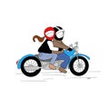 Cartoon digital design motorcycle rider and pillion