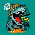 Cartoon dino Roaring with Super Roar Some Text and Explosive Effects,vector illustration Royalty Free Stock Photo