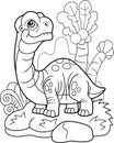 Cartoon dinosaur apatosaurus, funny illustration, coloring book