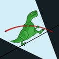 Cartoon dinosaur balanced on the wire