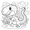 Cartoon dinosaur. Black and white linear drawing. Vector Royalty Free Stock Photo