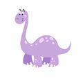 Cartoon dinosaur brachiosaurus. Flat cartoon style diplodocus drawing. Best for kids dino party designs. Prehistoric Jurassic peri