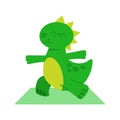 Cartoon dinosaur concept. Cute dinosaur doing yoga. Yoga asanas. Vector illustration. Design element for posters