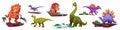 Cartoon dinosaur isolated vector character set Royalty Free Stock Photo