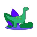 Cartoon dinosaur nature. Funny cartoon character. Vector illustration. stock image. Royalty Free Stock Photo