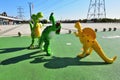 The cartoon dinosaur statue in Xiong'an New Area, China