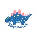 Cartoon dinosaur Stegosaurus. Cute dino character isolated. Playful dinosaur vector illustration on white background Royalty Free Stock Photo