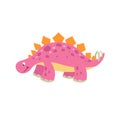 Cartoon dinosaur stegosaurus. Flat cartoon style drawing. Best for kids dino party designs. Prehistoric Jurassic period character. Royalty Free Stock Photo