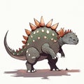 cartoon dinosaur stegosaurus on white background - illustration for children Generative AI Royalty Free Stock Photo