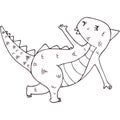 Cartoon dinosaur in yoga asana