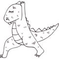 Cartoon dinosaur in yoga asana