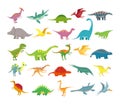 Cartoon dinosaurs. Baby dino prehistoric animals. Cute dinosaur vector collection