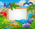 Cartoon Dinosaurs Sign Royalty Free Stock Photo